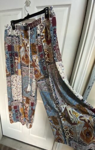 Shein Curve 3XL Multicolor Polyester Straight Leg Pull On Palazzo Pant - Picture 3 of 14