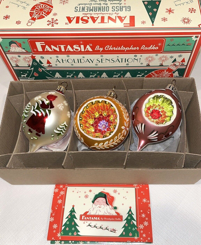 Radko Fantasia LUCY, CROWN SPARKLE & TEARDROP REFLECTOR Ornament NEW Box 2001 #2