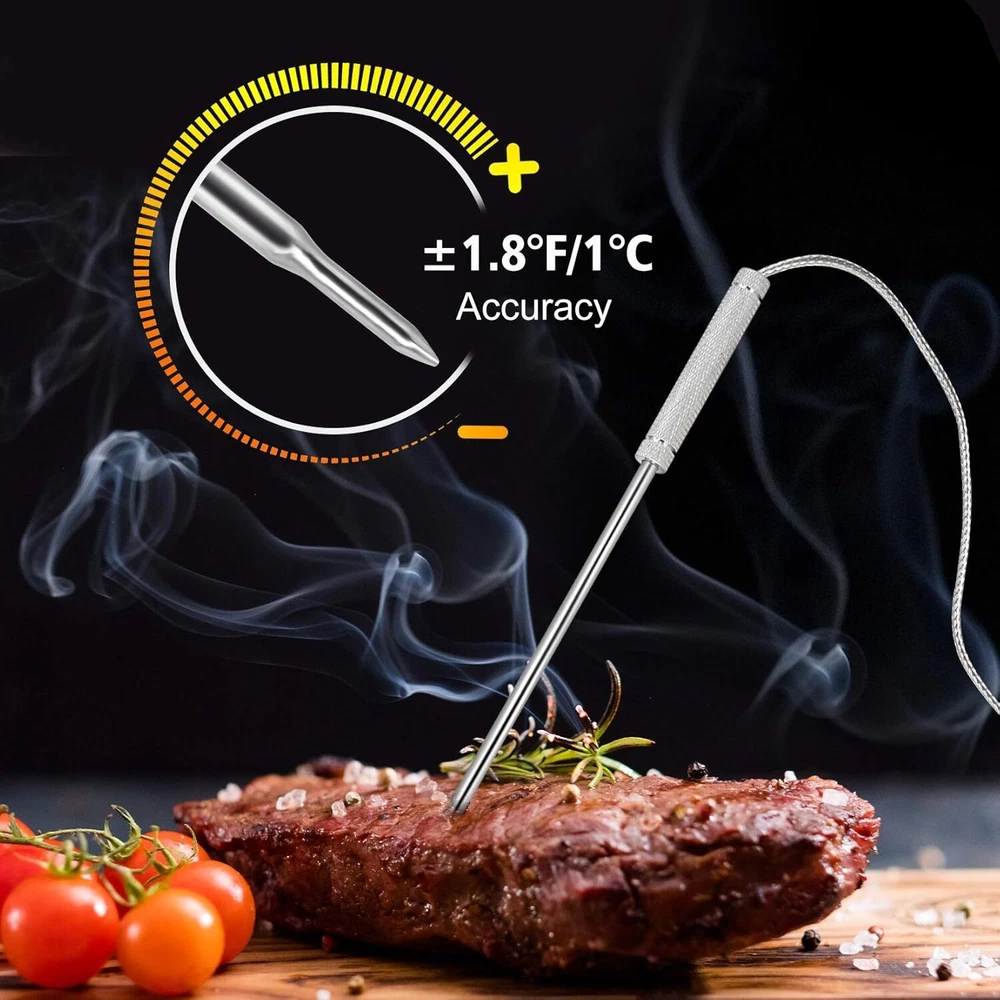 Wireless Meat Thermometer for Grilling Smoking - Kitchen Food Cooking Orange