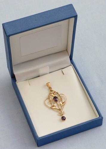 ATEMBERAUBENDER JUGENDSTIL ANHÄNGER 9 KT GELBGOLD ALTSCHLIFF AMETHYST LAVALIER - 1,5 g - Bild 8 von 15