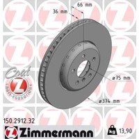 Zimmermann Bremsscheibe Ø374 BelüFtet Vorne Links FüR BMW 5Er Touring F11 F10