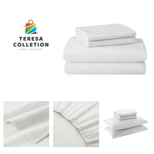 100% Cotton 4PCs Flannel Sheet Set | Double-Brushed for Extra Softness, Warm ...