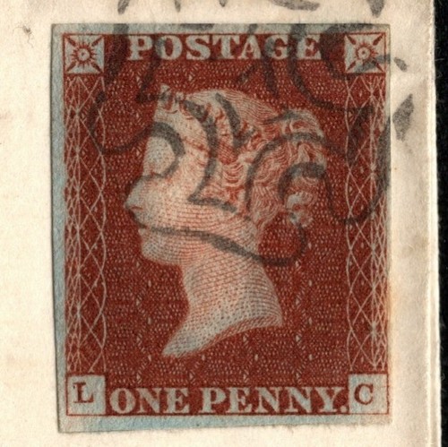 SG8 (BS24) 1d Red Imperf Plate 35 - LC - 4 Margin - Very fine - On Cover - Bild 2 von 5