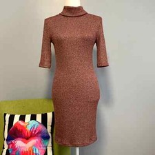 TOPSHOP Red Knit Turtleneck Bodycon Sweater Dress US 6 UK 10