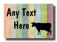 Pastel Wood Cow Personalised Jumbo Fridge Magnet