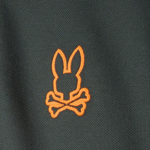 NWT Psycho Bunny OLIVE GREEN Stanwood Polo Shirt Boys XL 18/20 NEON ORANGE LOGO - Picture 6 of 6