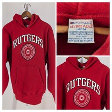Rutgers University Vtg 80s Champion Reverse Weave Embossed Logo Raglan L NJ USA