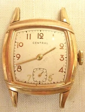 Central Wristwatch 17J Antique Men's Swiss Parts or Repair Rolled Gold B5 1
