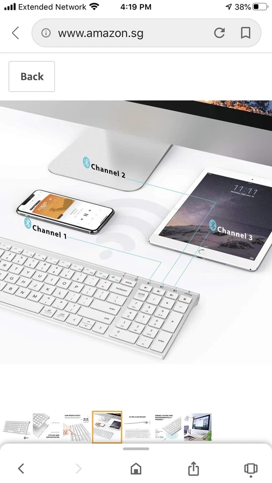 Iclever Ulta Slim Full Size Rechargeable Wireless Keyboard White New - Image 3 of 4