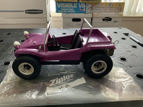 Vintage Purple Flower Cox Gas Powered Dune Buggy .049 Engine w/Original Box