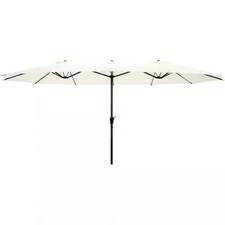 15 Ft. Double Sided Market Umbrella with Hand Crank in Beige