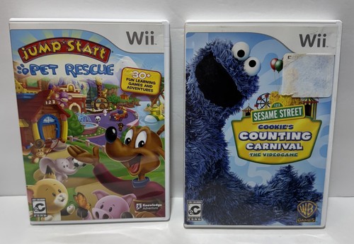 Nintendo Wii Kids Games Sesame Street Jump Start Pet Rescue Complete Tested