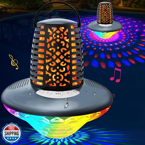 KingSom Floating Pool Speaker,Bluetooth Pool Speakers with LED Flame Light an