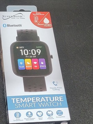 Supersonic SC-175SWT Smart Watch Bluetooth HR Blood Oxygen IP68 1.83in Black