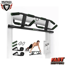 2025 Upgrade Multi-Grip Pull Up Bar w/ Smart Larger Hooks | USA Patented Design