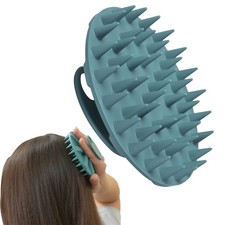 One-piece Silicone Scalp Massager Shampoo Brush Hair Palm-sized, Dark Green
