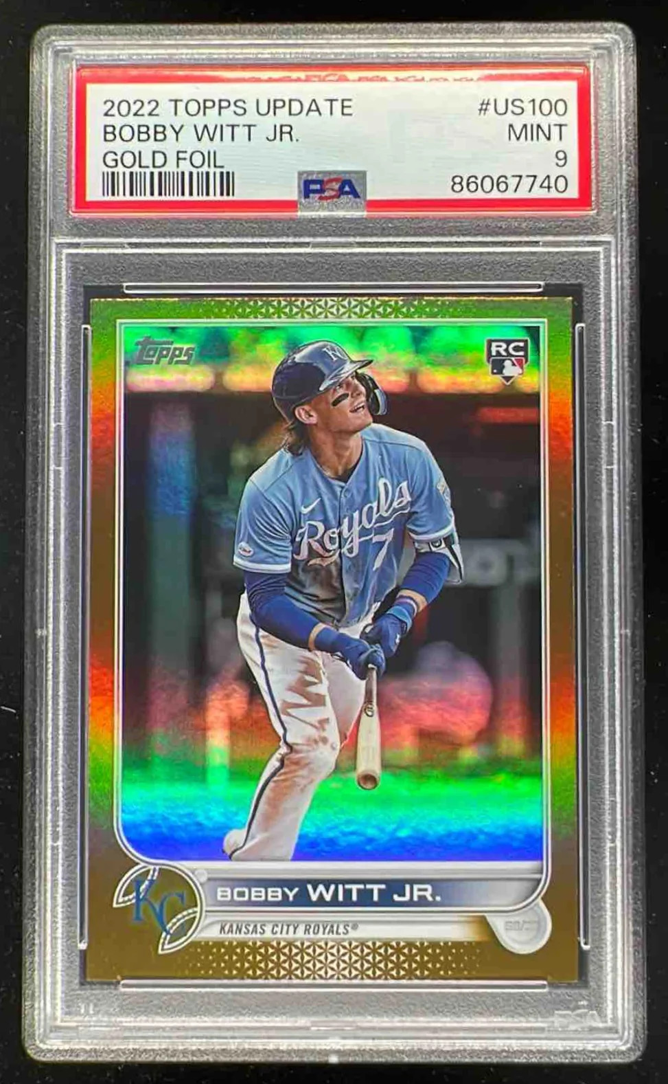 2022 Topps Update Gold Foil #US100 Bobby Witt Jr. RC PSA 9