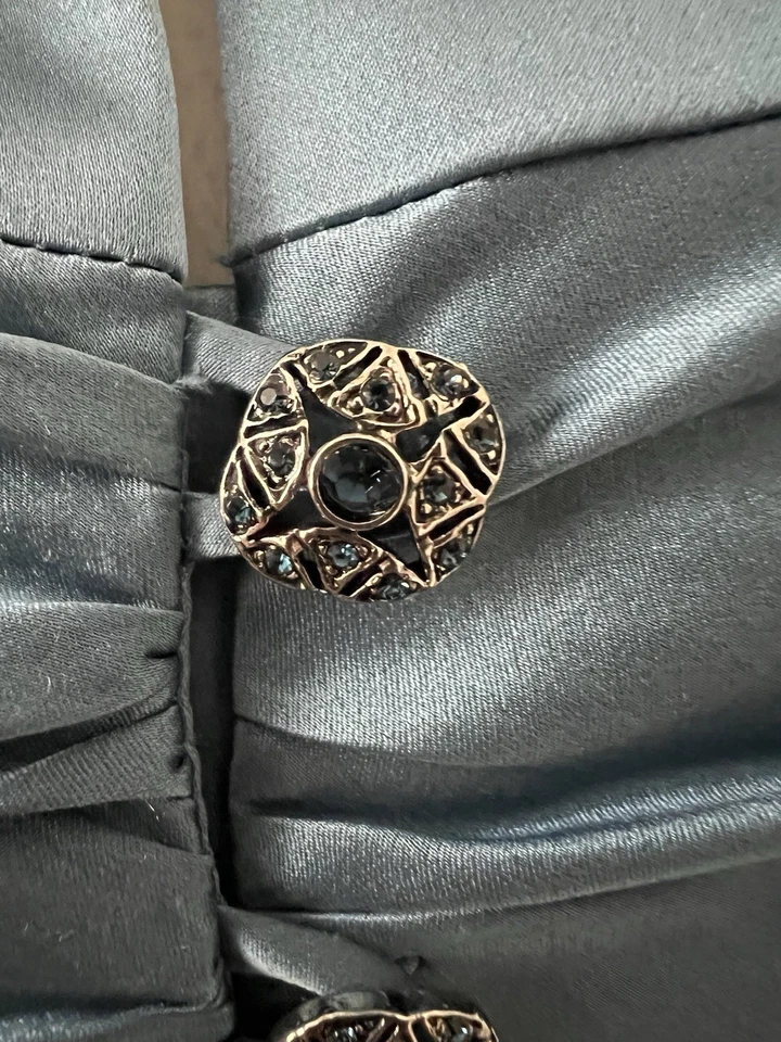 Hermosa Chaqueta Top Kay Unger New York Talla 12 Azul 100% Seda Noche Foto 2 de 4