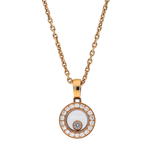 AUTH CHOPARD HAPPY DIAMONDS ICONS NECKLACE K18 ROSE GOLD RG WOMENS PENDANT F/S