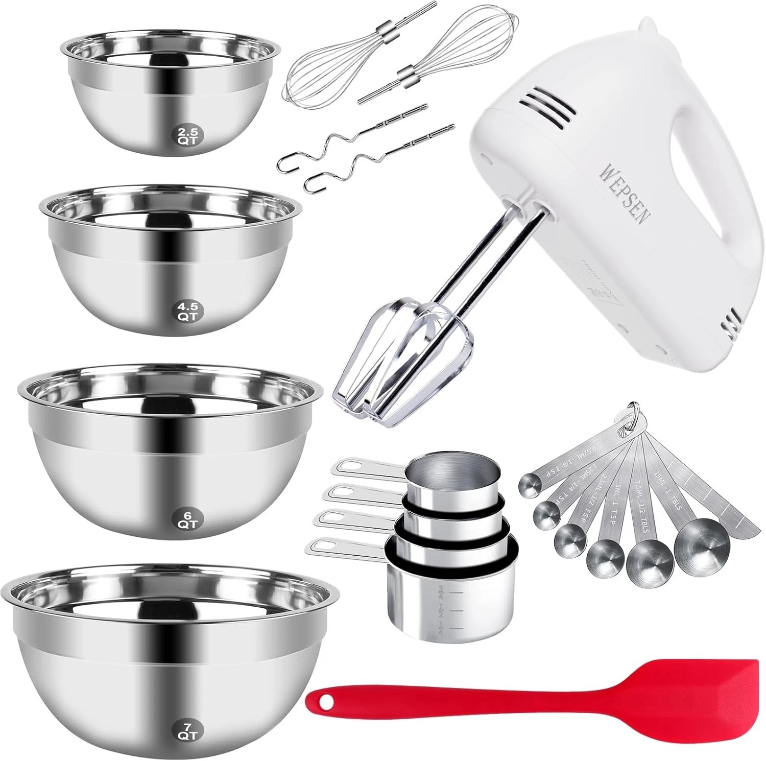 5-Speed Electric Hand Mixer & 4-Piece Stainless Steel Nesting Bowls Set
Opens in a new window or tab