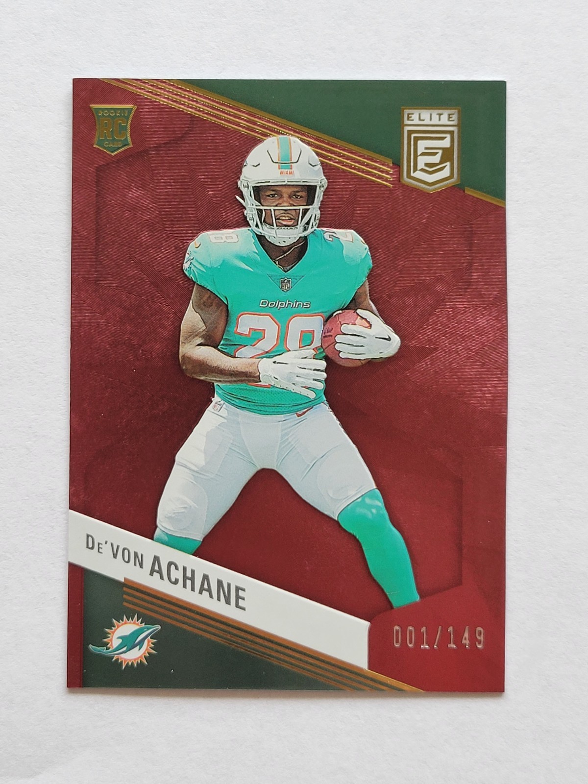 2023 Panini Donruss Elite Devon Achane Red Maroon 1/149 RC Rookie Card #132