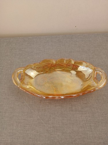 Vintage Amber Indiana Carnival Glass Iridescent Daisy Sunflower Bowl Candy Dish - Picture 2 of 7