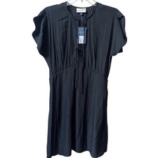 Universal Thread Tie Front Flutter Short Sleeve Mini Dress Womens Medium Black
