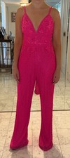 Hot pink Sherri Hill beaded jumpsuit (Size 6)