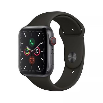 Apple Watch Series 5 44mm - Space Gray - (GPS + Cellular) with Black Sports Band
