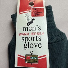 Vintage 1970s Kmart Mens Jersey Gloves Green Cotton NOS S.S. Kresge Tags