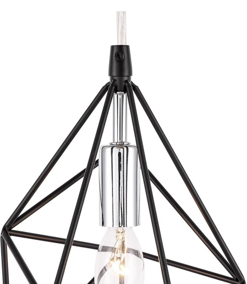 Woodbridge Lighting Lanning 1-Light Metal Mini-Pendant in Black/Chrome - Image 2 of 4