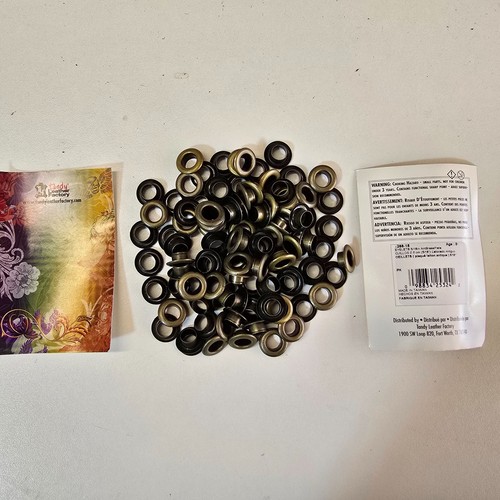 Tandy Leather 5/16" 100 pack Eyelets Silver Gold Antique Brass Gunmetal - Picture 8 of 16