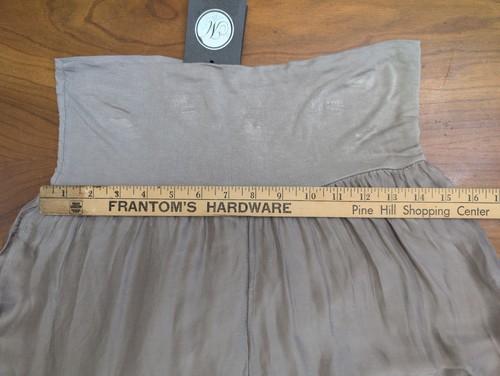 Pantalon en soie femme neuf M Made In Italy taille XL taupe doublé à enfiler jambes larges raccourci - Photo 11/20
