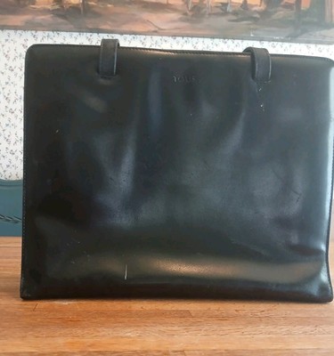 Tous Black Leather Double Handle Purse Bag