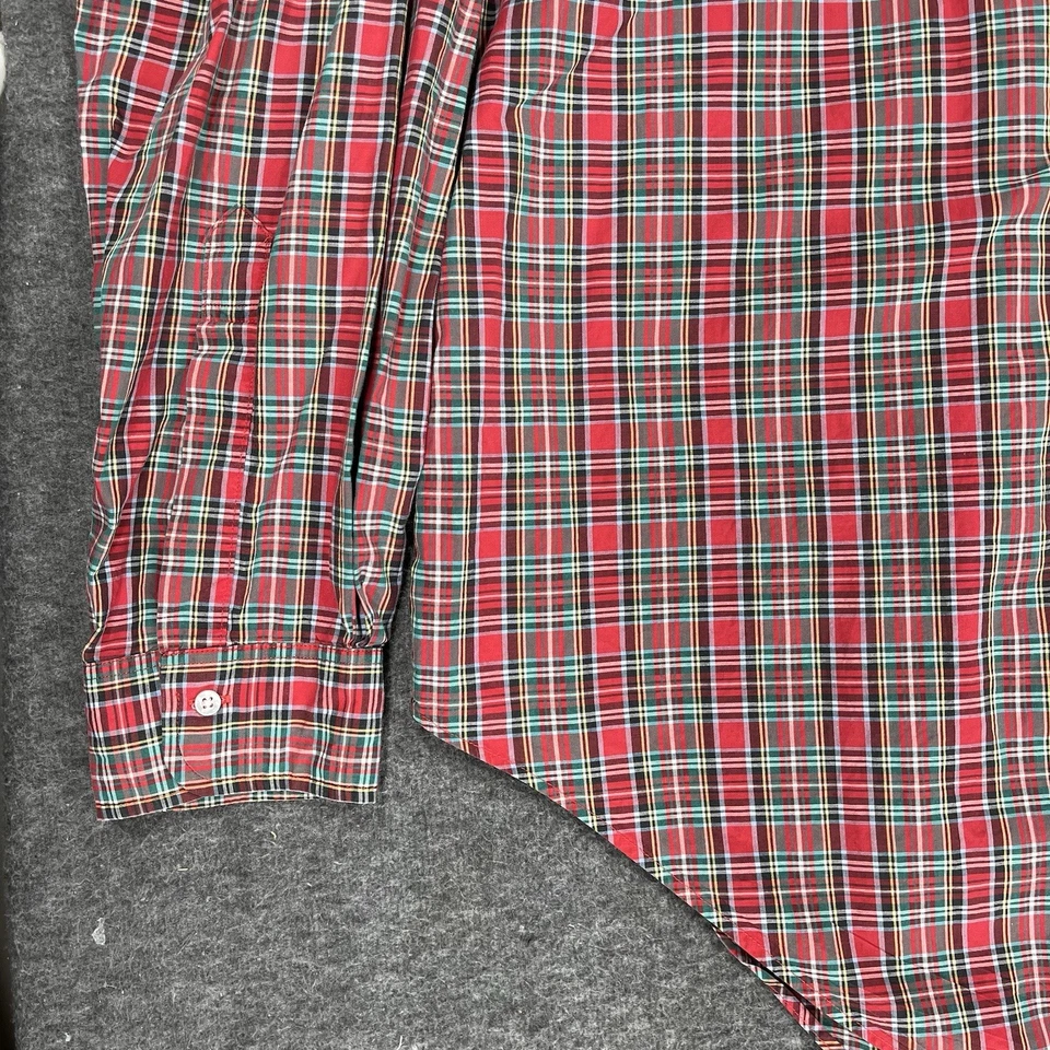 Camisa De Colección Brooks Brothers Makers Para Hombres 17.5 XL Roja A Cuadros Negocios Hecha en EE. UU. Foto 3 de 4