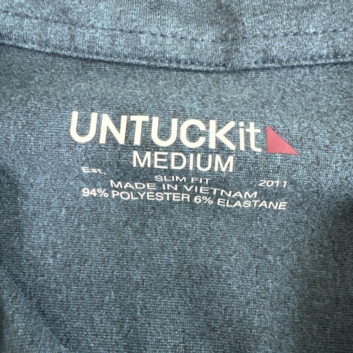 UNTUCKit Shirt Men’s M Blue Button Up Long Sleeve Performance Perf Tee BD - Picture 4 of 12