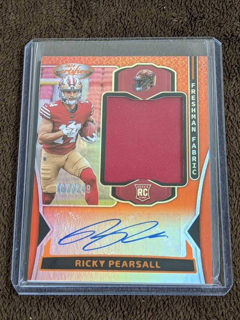 2024 CERTIFIED ORANGE FRESHMAN FABRIC /249 JERSEY AUTO RICKY PEARSALL 49ERS