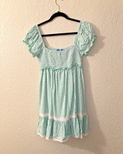 Urban Outfitters Green Gingham Seersucker Dress, crochet cotton M Medium