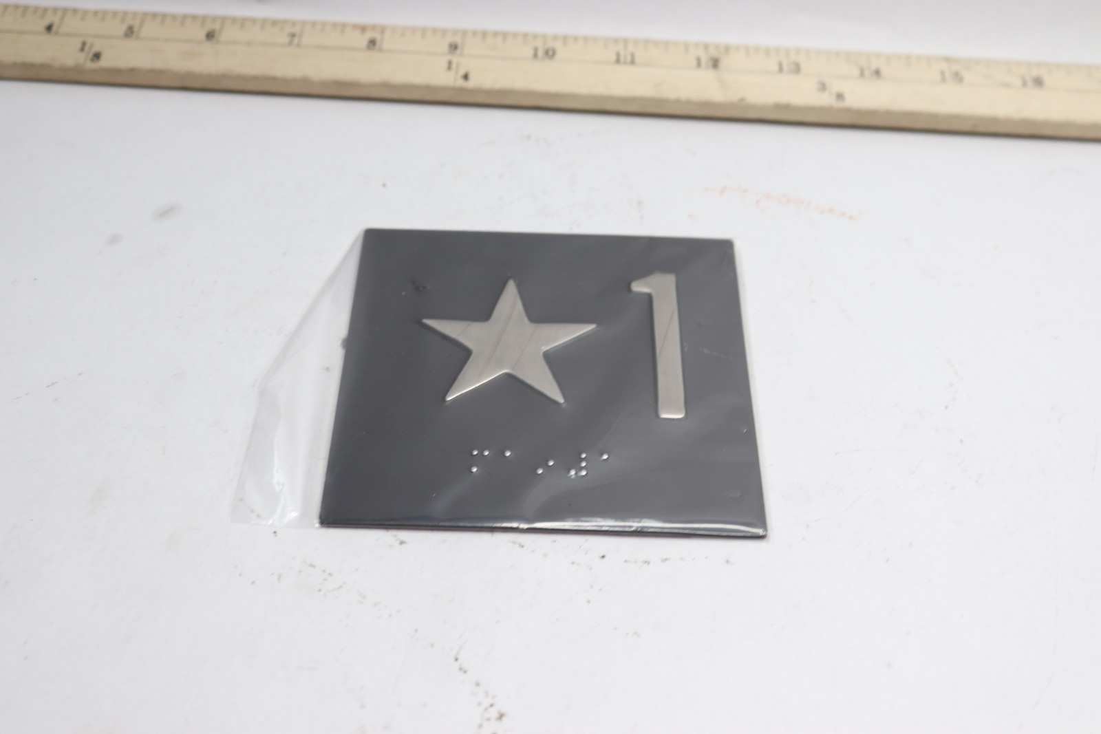 W/ Braille Black 4" X 4"