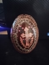 Uovo pasquale religioso dipinto a mano – Sacro Cuore di Maria e Croce – Arte...