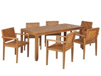 GartenmöBel Set Akazienholz Hellbraun Tisch 180 X 90 Cm Mit 6 StüHlen Baratti