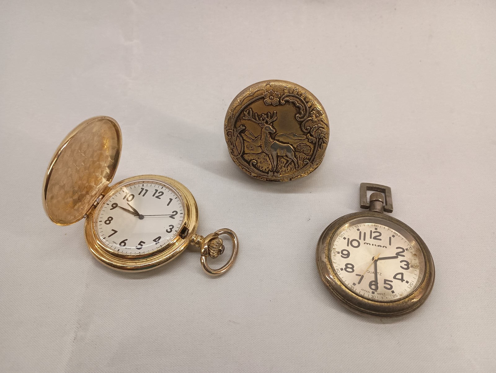 Vintage Quartz Pocket Watch Lot of 3 Untested Working Condition
