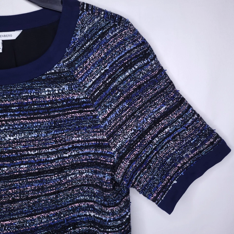 Diane Von Furstenberg Tweed Sweater Petite Colorful Waist Tie - Image 4 of 4