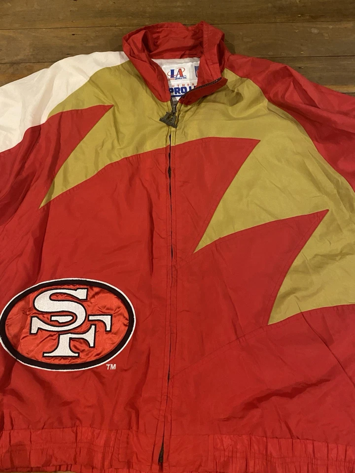 Vintage Sharktooth Jacket NFL Logo Athletic San Francisco 49ers Windbreaker L - Image 3 of 4