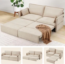 3 in 1 Sofa Bed, 72" Pull Out Couch Sleeper Sofa Bed w/ USB Ports & Side Pockets