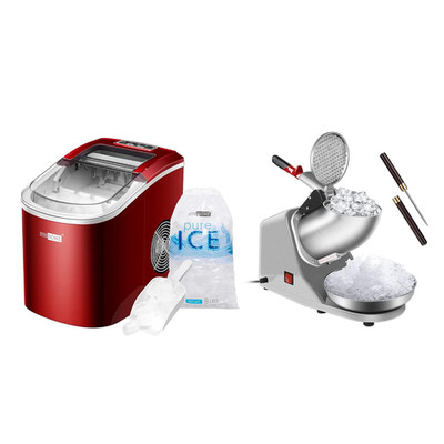 Electric Portable Compact Countertop Automatic Ice Cube Maker Red with Electric