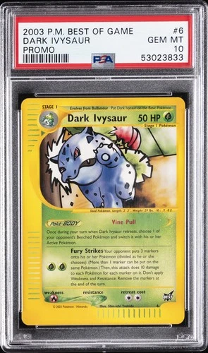 2003 POKEMON BEST OF GAME PROMO #6 DARK IVYSAUR PSA 10