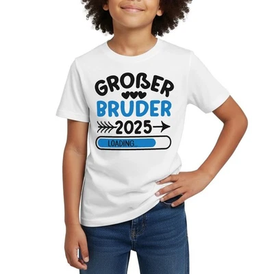 Großer Bruder 2025 Loading Blau Kinder T-Shirt - Bild 1 von 4