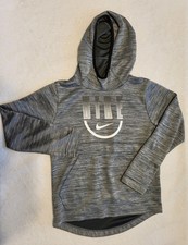 Nike Dri-Fit Boy's Sweatshirt Grey Hood Pockets Logo Athletic Youth Medium