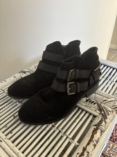 Office Black Suede Ankle Boots Size 5
